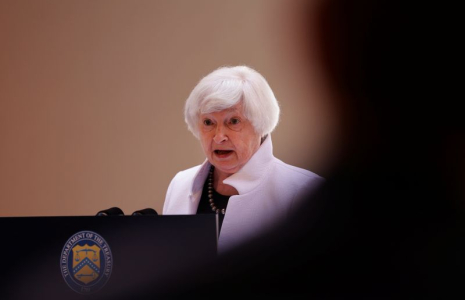 La secrétaire américaine au Trésor, Janet Yellen, tient une conférence de presse à Marrakech, au Maroc