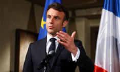 Le président français Emmanuel Macron prononce un discours à Munich, en Allemagne