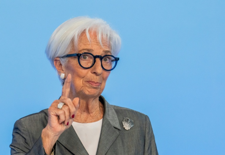 La présidente de la Banque centrale européenne (BCE), lors d'une conférence de presse après une réunion de l'institution, à Francfort le 23 juillet 2026 ( dpa / Andreas Arnold )