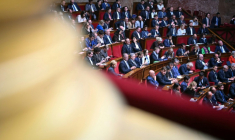 Les députés du RN et de l'UDR à l'Assemblée nationale, le 8 octobre 2026 à Paris ( AFP / LOU BENOIST )
