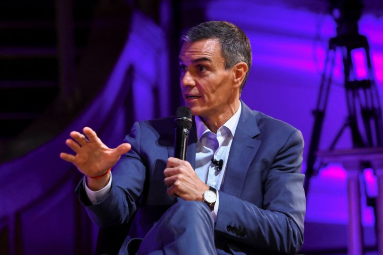 Pedro Sanchez lors du sommet 2025 Global Progress Action, à Londres