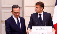 Bruno Retailleau et Emmanuel Macron à Paris, le 5 novembre 2024. ( POOL / STEPHANIE LECOCQ )