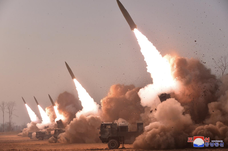 Les images relayées par l'agence de presse du régime nord-coréen, le 9 mars 2023. ( KCNA VIA KNS / STR )
