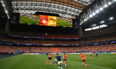 Vue générale du match entre les Pays-Bas et la Suède le 20 juin 2026 à Houston. Tenus en échec par le Japon (2-2) pour leur entrée dans la compétition, les Oranje ont survolé cette fois les débats, s'imposant 5-1 ( AFP / Paul ELLIS )