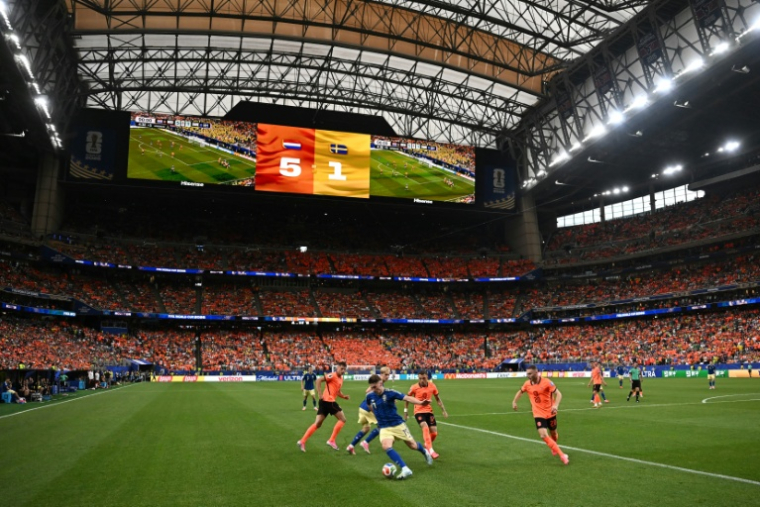 Vue générale du match entre les Pays-Bas et la Suède le 20 juin 2026 à Houston. Tenus en échec par le Japon (2-2) pour leur entrée dans la compétition, les Oranje ont survolé cette fois les débats, s'imposant 5-1 ( AFP / Paul ELLIS )