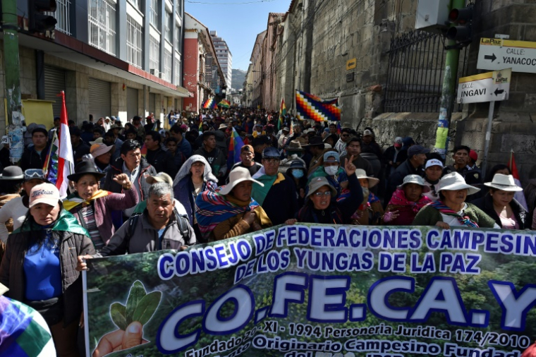 Des partisans de l'ancien président bolivien Evo Morales, à La Paz, le 4 juin 2025 ( AFP / JORGE BERNAL )