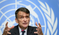 Christian Saunders, chef de l'Agence des Nations unies pour les réfugiés palestiniens, le 31 Janvier 2020 à Genève  ( AFP / Fabrice COFFRINI )