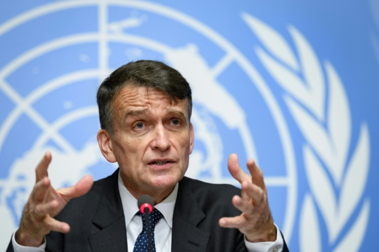 Christian Saunders, chef de l'Agence des Nations unies pour les réfugiés palestiniens, le 31 Janvier 2020 à Genève  ( AFP / Fabrice COFFRINI )