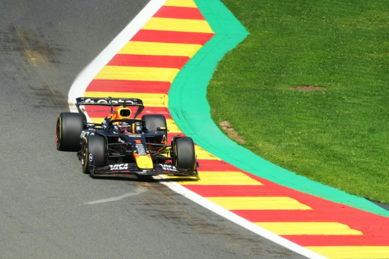 La Red Bull de Max Verstappen lors de la course sprint du GB de Belgique, le 26 juillet 2025 à Spa-Francorchamps  ( AFP / Dimitar DILKOFF )
