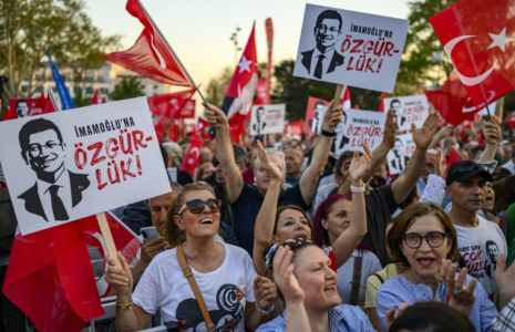 Imamoglu's last message on social media had been a call to join a protest organised by his party ( AFP / Yasin AKGUL )