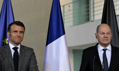 Emmanuel Macron et Olaf Scholz, le 15 mars 2024, à Berlin ( AFP / TOBIAS SCHWARZ )