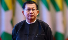 Le général Min Aung Hlaing à Naypyidaw, capitale de la Birmanie, le 28 mars 2026 ( AFP / ANTHONY WALLACE )