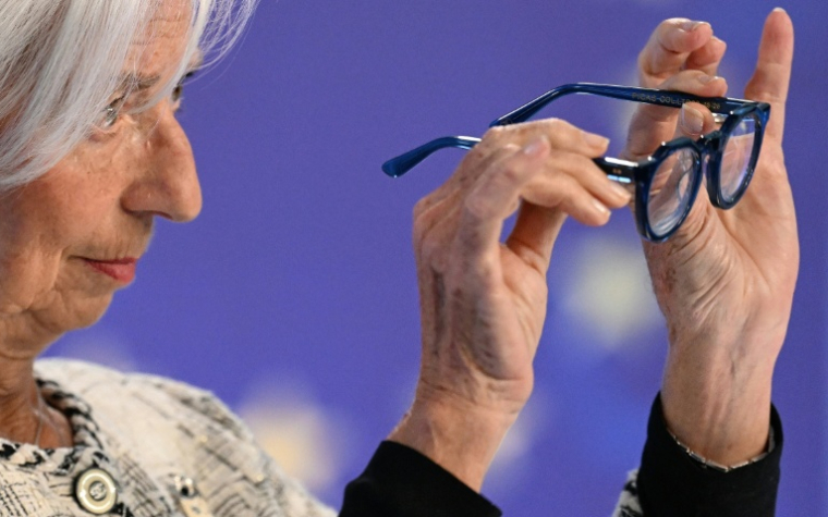 Christine Lagarde, présidente de la BCE, lors d'une conférence de presse, le 30 avril 2026 à Francfort ( AFP / Kirill KUDRYAVTSEV )