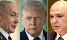 Combinaison de photos réalisé le 16 avril 2026 montrant, de g. à d., le Premier ministre israélien Benjamin Netanyahu à Washington, le 29 septembre 2025, le président américain Donald Trump à Washington, le 13 avril 2026, et le président libanais Joseph Aoun à New York, le 23 septembre 2025 ( AFP / Jim WATSON )