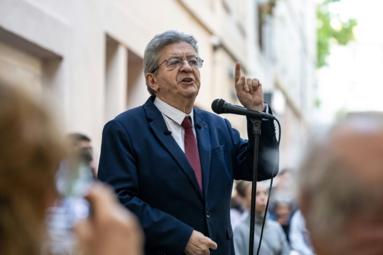 Jean-Luc Mélenchon, chef de file de LFI, lors d'un meeting à Marseille, le 7 mai 2026 ( AFP / MIGUEL MEDINA )