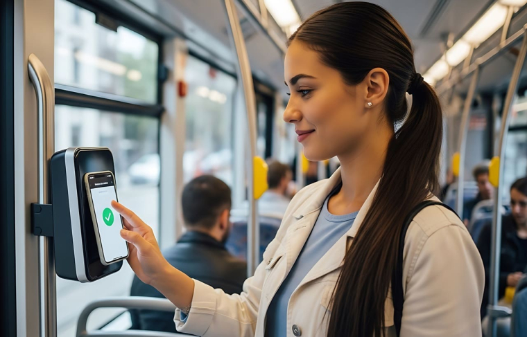 Prêt à faire de votre carte bancaire un titre de transport pour un trajet fluide et serein ? (Visuel Adobe Stock généré à l'aide de l'IA)