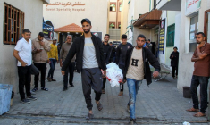 Funérailles de Palestiniens tués lors de frappes israéliennes, à Rafah