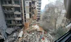 Un immeuble a été détruit par une frappe israélienne, le 8 avril 2026 à Beyrouth ( AFP / Fadel ITANI )