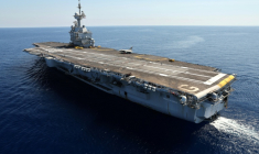 Le porte-avions Charles-de-Gaulle à quelques heures de son retour à Toulon ( AFP / Pascal POCHARD-CASABIANCA )