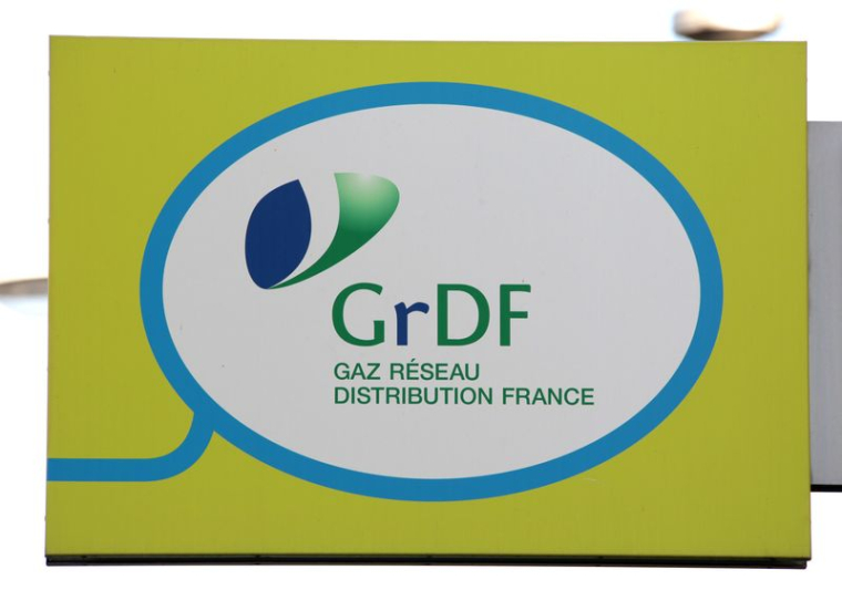 Logo de GRDF (Gaz Reseau Distribution France) photographié à Nice