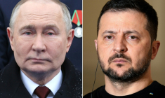Vladimir Poutine (G) et Volodymyr Zelensky (D) ( POOL / Mikhail KLIMENTYEV )