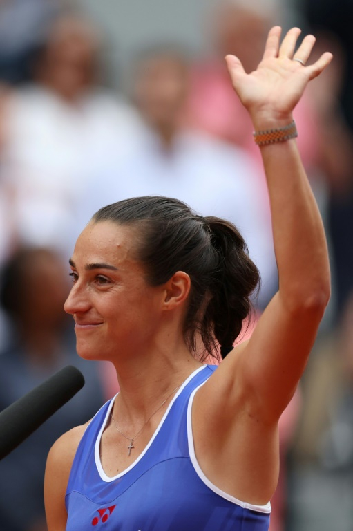 Caroline Garcia après sa défaite face à l'Américaine Bernarda Pera pour son dernier Roland-Garros, le 26 mai 2025 ( AFP / Franck FIFE )
