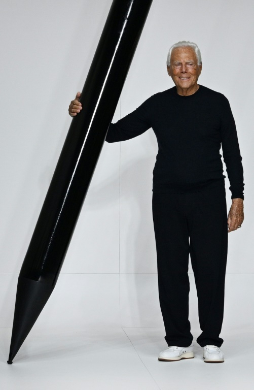 Giorgio Armani au défilé Printemps-Eté 2024 hommes à Milan, le 19 juin 2023 ( AFP / Andreas SOLARO )