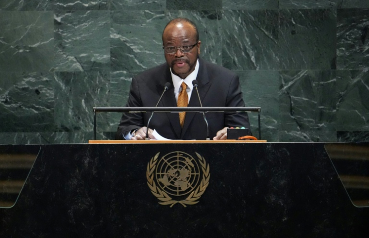 Le roi Mswati III d'Eswatini, à l'Assemblée générale de l'ONU à New York, le 25 septembre 2025 ( AFP / TIMOTHY A. CLARY )