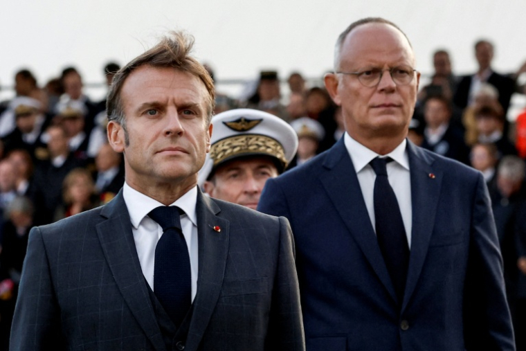 Le président de la République Emmanuel Macron (G) et le patron du parti Horizons Edouard Philippe, le 12 septembre 2024 au Havre ( POOL / Benoit Tessier )