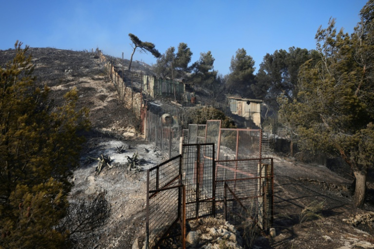 Des constructions détruites après des incendies dans le quartier de l'Estaque, au nord de Marseille, le 8 juillet 2025  ( AFP / Clement MAHOUDEAU )