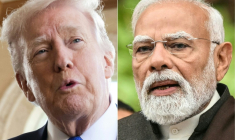 Combo du président américain Donald Trump, le 1er février 2026 à Palm Beach aux Etat-Unis, et du Premier ministre indien Narendra Modi, à New Delhi le 29 janvier 2026 ( AFP / SAUL LOEB )