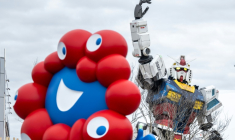 "Myaku-Myaku", la mascotte de l'Exposition universelle 2025 ouverte le 12 avril 2025 à Osaka (Japon) ( AFP / Philip FONG )