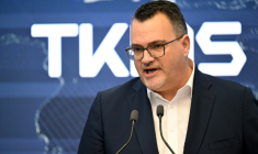 Oliver Burkhard, patron de ThyssenKrupp Marine Systems (TKMS) lors de l'introduction à la Bourse de Francfort, le 20 octobre 2025  ( AFP / Kirill KUDRYAVTSEV )