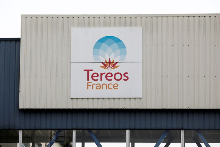 Le logo Tereos dans une usine à Chevrières
