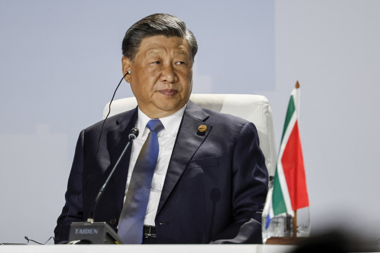 Xi Jinping à Johannesbourg, en Afrique du Sud, le 24 août 2023. ( AFP / MARCO LONGARI )