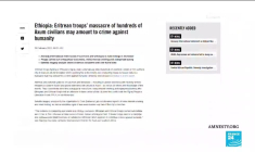 Éthiopie - Combat au Tigré : des soldats érythréens ont massacré des civils selon Amnesty