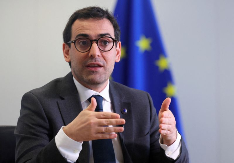 European Commissioner for Prosperity and Industrial Strategy Stephane Sejourne speaks during an interview with Reuters in Brussels
