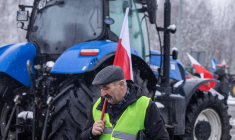 Manifestation d'agriculteurs polonais à Dorohusk, en Pologne, le 9 février 2024. ( AFP / WOJTEK RADWANSKI )