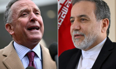 L'envoyé américain pour le Moyen-Orient Steve Witkoff (à gauche), le 6 mars 2025 à la Maison Blanche, et le ministre des Affaires étrangères iranien Abbas Araghchi, le 7 mars 2025 à Jeddah ( AFP / Mandel NGAN )