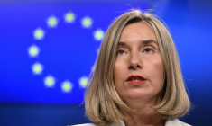 L'ancienne cheffe de la diplomatie de l'UE, Federica Mogherini, à Bruxelles, le 15 mai 2018 ( AFP / JOHN THYS )