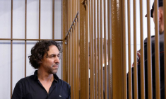 Le chercheur français Laurent Vinatier, arrêté en Russie, lors d'une audience au tribunal à Moscou