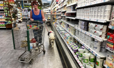 Une femme fait ses courses à Hadley, États-Unis