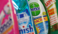 Products produced by Reckitt Benckiser; Vanish, Finish, Dettol and Harpic are seen in London