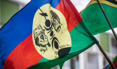 Le drapeau du FLNKS, à Nouméa. ( AFP / DELPHINE MAYEUR )