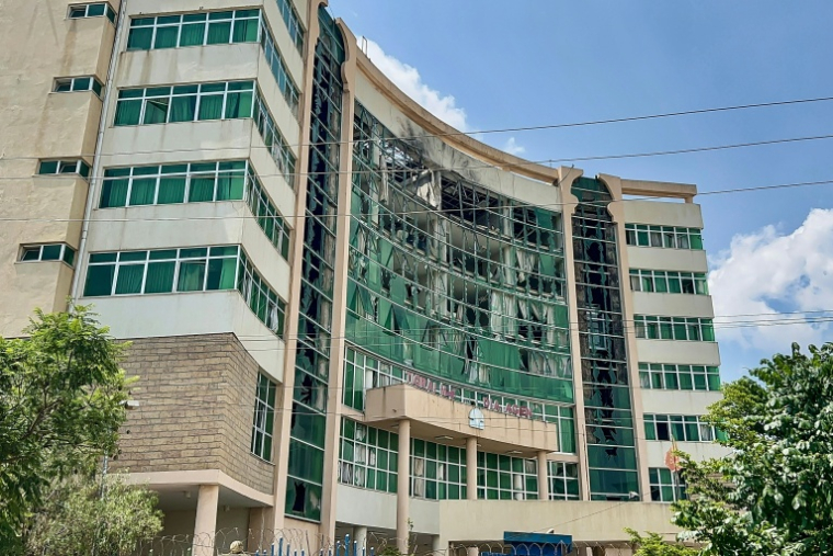 Vue d'ensemble du bâtiment abritant Tigray TV, la chaîne de télévision publique de la région éthiopienne du Tigré, suite à une frappe de drone à Mekele (Ethiopie), la capitale du Tigré,  le 27 septembre 2026 ( AFP / - )