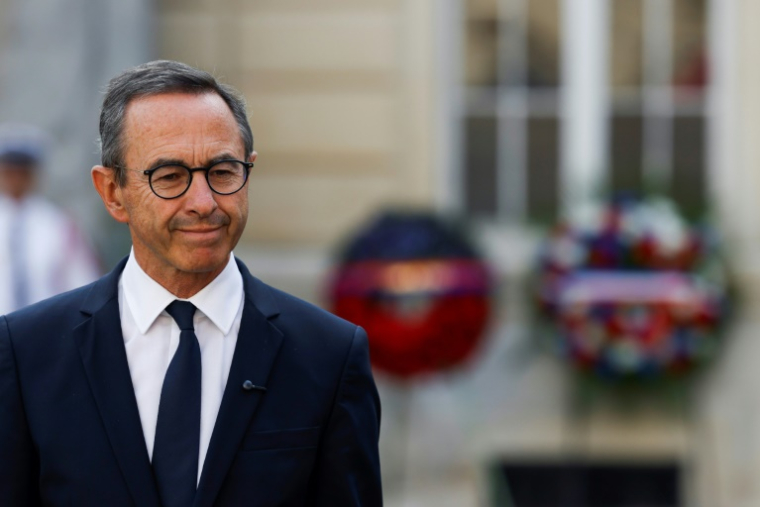Le ministre de l'Intérieur Bruno Retailleau lors d'une cérémonie marquant le 81e anniversaire de la libération de Paris, le 26 août 2025 à la préfecture de police à Paris ( AFP / Xavier GALIANA )