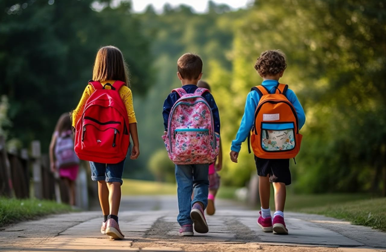 (Crédits photo : Adobe Stock - Ecoliers sur le chemin de la rentrée des classes avec de nouvelles fournitures)