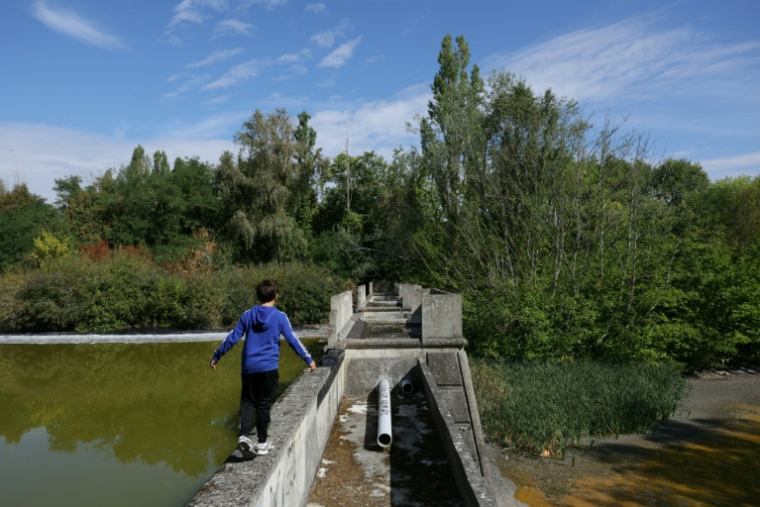 Un enfant de la communauté des gens du voyage à Courdimanche dans le Val d'Oise le 25 août 2026 ( AFP / Thomas SAMSON )