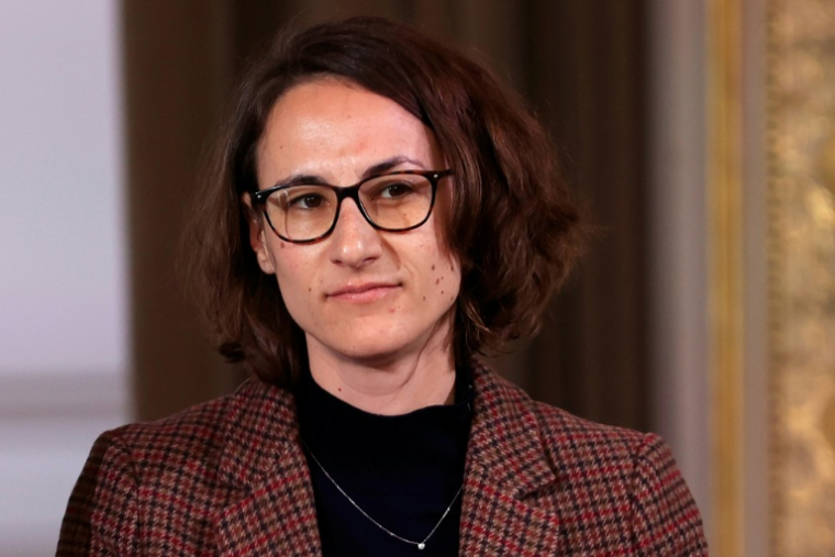 La militante associative Claire Thoury, le 3 avril 2022 à l'Elysée, à Paris ( POOL / Aurelien Morissard )