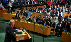 Donald Trump devant l'Assemblée générale de l'ONU, à New York, le 22 septembre 2026 ( AFP / ANGELA WEISS )